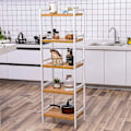 Miniatyrbillede 9 af 9: Rootz reol - Opbevaringsstativ - Køkkenskab - Bambus - Hvid - Beige - 5 niveauer - 45 x 31,5 x 142 cm