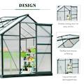 Miniatyrbillede 7 af 11: Rootz Drivhus - Klart Polycarbonat Drivhus - Stort Walk-in Green House - Aluminiumslegering/PC-plade - Grøn/Transparent - 190L x 252W x 201H (cm)