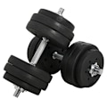 Miniatyrbild 10 av 11: Rootz Hantelset - 30KG Hantelset - med viktskivor - för hemmakontoret gym - Stål - PU - Styrketräning - Svart