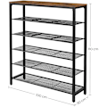 Miniatyrbillede 6 af 10: Rootz Skostativ - Skoskab - 5 niveauer - Sideskab - 20 par sko - Metalstel - Entreskab - 100 x 30 x 100 cm - Industriel - Brun - Sort