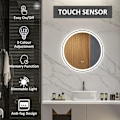 Miniatyrbild 7 av 10: Rootz LED Badrumsspegel - Rund - Touchfunktion - Minnesfunktion - Ingen imma - Aluminiumram - Vit+Silver - 60 x 60 cm