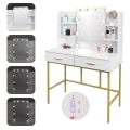 Miniatyrbild 6 av 9: Rootz Sminkbord med spegel - Sminkbord - Sminkbord - Gott om förvaring - Justerbar LED-belysning - Hållbar konstruktion - 45 cm x 136 cm x 90 cm