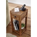 Miniatyrbillede 3 af 5: Rootz Sidebord - Massivt træ Sidebord - Telefonbord - Håndlavet - Skuffe - Brun - 30 x 30 x 68 cm