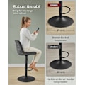 Miniatyrbillede 5 af 6: Rootz Bar Stole Set - Højde Justerbar afføring - Skifer Gray High Stole - Komfortabel ryglæn & fodstøtte - 43x48,5x (93,5-114) cm