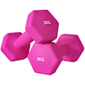 Miniatyrbild 1 av 11: Rootz 2 x 3 kg hanteluppsättning - Handvikter - Träningsvikter - golvvänlig - 18x8x8cm - hexagonal design - icke -halkhandtag - rosa