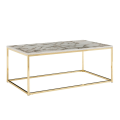 Miniatyrbild 1 av 7: Rootz soffbord 100x60x40 cm med marmorlook vit - guld - Vardagsbord med metallstomme - Soffbord fyrkantigt bord vardagsrum - sidobord