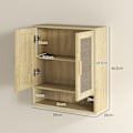 Miniatyrbillede 3 af 6: Rootz Wall Mount Badeværelse Skab - Vægskabinet - Boho -opbevaring - Fugtbestandig rottingdøre - 59 cm x 20 cm x 66,5 cm - Brun