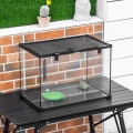 Miniatyrbild 11 av 11: Rootz Terrarium - Terrarium för reptiler - Reptilmatningslåda - Glasterrarium - Spindeldjur med termometer Reptiluppfödningslåda - Metall - Svart - 50