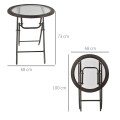 Miniatyrbillede 3 af 5: Rootz Havebord - Folderundt - Hærdet glas - Bordplade - Stålstel - Rattan Decor - Brun - 68 x 68 x 73 cm