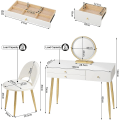 Miniatyrbillede 3 af 8: Rootz justerbart sminkebordssæt - Sminkebord med skammel - Makeup skrivebord med LED-spejl - Ergonomisk komfort - Rigelig opbevaring - Robust design -