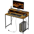 Pikkukuva 1 / 10: Rootz Computer Table - Pöytä Monitor Alue - Home Office Desk - USB & Type -C -yhteydet - 100L x 50b x 90,5h cm - maalaismainen ruskea
