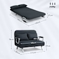 Miniatyrbillede 3 af 11: ROOTZ 2 -SEATER SOFA BED - KONVERTIBELSE SOCIE - SLEEPER SOFA - 5 -vejs justerbar komfort - 111x80x78 cm - sort efterligning, stålramme, puder inklude