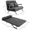 Miniatyrbillede 9 af 9: Rootz Sovesofa - Dobbeltsofa - Lænestolsseng - Gæsteseng - Sammenklappelig seng - Grå - 105 x 80 x 78 cm