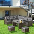 Pikkukuva 2 / 7: Rootz 6-osainen istuinsetti - Puutarhasetti - Sohvasetti - Puutarhahuonekalusetti Lounge - Polyrottinki - Harmaa - 110,5L x 62L x 82K cm