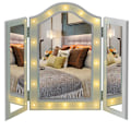 Miniatyrbild 1 av 8: Rootz Sminkspegel - Sminkspegel - 16 LED-lampor - Batterier - Vit - MDF - 36-73 x 53,5 x 4,5 cm