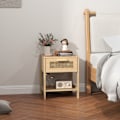 Miniatyrbild 8 av 10: Rootz Bedside Night Cabinet - Sidobord med låda - MDF - Rattan Design - 40 x 40 x 48,4 cm