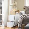 Miniatyrbillede 2 af 9: Rootz Bedside Bord med hjul - natbord - sidebord - kompakt design - 2 skuffer - 20 cm x 61 cm x 50 cm