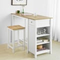 Miniatyrbillede 3 af 7: Rootz Køkkenbord Morgenmad Bar - Bistro Island - Opbevaringshylder - Forreste/bageste skuffe - PB og MDF - 120x90x55cm - Hvid - SoBuy Tabur Compatible