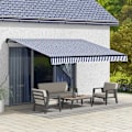 Pikkukuva 2 / 4: Rootz Aurinkomarkiisi - Seinäkiinnitys - Markiisin patio - Käsikampi - Säänkestävä - Alumiini-metalli - Sininen - Valkoinen - 350L x 290W cm
