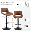 Miniatyrbillede 6 af 8: Rootz Vintage imiteret læder barstol - Vandtæt - Slidbestandig - Ergonomisk - Justerbar højde - Brun - 48cm x (85-105,5)cm x 49cm