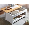 Miniatyrbillede 3 af 6: Rootz design sofabord 85 X 47 X 45 cm hvid - eg - Stuebord med opbevaringsplads - Sofabord med opbevaringsrum Moderne - Firkantet sofabord
