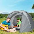 Miniatyrbillede 6 af 6: Rootz Telt - 2-3 personers telt - Campingtelt - Glasfiberdør - Med lynlåsnetvindue - Polyesterstof/netstof - Grå - 350L x 220W x 145H cm