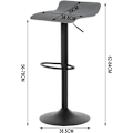 Miniatyrbild 3 av 9: Rootz Ergonomic Barstol i konstläder - Justerbar i höjdled - 360° vridbar - Köksbänkspall - 38,5 cm x 39 cm - Svart/Grå