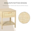 Miniatyrbillede 7 af 8: Rootz Bedside Table - Bedside Table - Bedside Table - Side Table - Drawer Storage Shelf - Natural - 40 x 40 x 48 cm