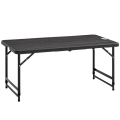 Miniatyrbillede 1 af 5: Rootz Udebord - Havebord - Til 4 personer - Sammenfoldelig - Højdejusterbar - Trælook - Grå + Sort - 118 x 60 x 74 cm