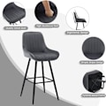 Miniatyrbillede 4 af 7: Rootz Barstol - Moderne høj skammel - Komfortabelt sæde - Ergonomisk ryglæn - Rustbestandige metalben - Mat sort - 48,5 cm x 106 cm x 46 cm