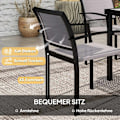 Miniatyrbillede 6 af 11: Rootz 7 stykker spisesæt - Have spisestue - udendørs møbler - Stabelbar og let at rengøre - stålramme - Tabel 180x87x72cm, stole 55,5x59x80cm, grå