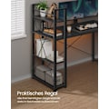 Miniatyrbillede 4 af 8: Rootz Ebony Black Skrivebord - Studiebord - Skrivebord - Spånplade og stål - Stor overflade - Nem montering - Robust konstruktion - 56cm x 137cm x 120