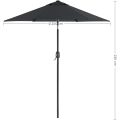 Pikkukuva 3 / 9: Rootz-aurinkovarjo - Market-aurinkovarjo - Puutarha-aurinkovarjo - UV-suoja - UPF 50+ - Metalli - Taivutettava - Harmaa - 200 cm
