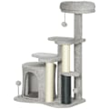 Miniatyrbild 1 av 10: Rootz Cat Tree Activity Center - Cat Condo - Skrapstolpe - Lekbollar - Plysch mysig säng - Spånskiva - Sisal - 60cm x 39cm x 87cm