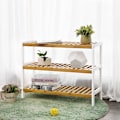 Miniatyrbillede 6 af 6: Rootz Skostativ - Bambus med 3 niveauer - Skoopbevaringsstativ - Skostativ - Skoopbevaring - Skoskab - Bambus - Naturlig + Hvid - 70 x 55 x 26 cm (B x