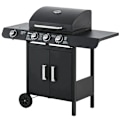 Miniatyrbillede 7 af 7: Rootz Gasgrill - Bbq Trolley med 3 brændere - 1 sidebrænder - Trykreducer - Slangerskab - Multifunktion - Stål - Sort - 110 x 50 x 100 cm
