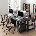Miniatyrbillede 5 af 7: Rootz sort computerbord med hylder - Kontorbord - Arbejdsstation - Spånplade og stål - 120 cm x 60 cm x 75 cm