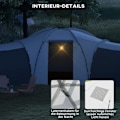 Miniatyrbillede 6 af 10: Rootz Campingtelt - Tunneltelt - Familietelt - Rummeligt - Holdbart - Vandtæt - 220L x 188W x 150H cm (soveværelse), 495L x 415W cm (Stue)