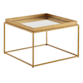 Miniatyrbild 1 av 7: Rootz soffbord glas metall 60x60x41 cm soffbord guld spegel - Design vardagsrumsbord Square - Litet soffbord Modernt spegelglas - Sidobord sidobord va