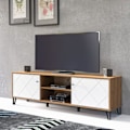 Miniatyrbillede 3 af 8: Rootz Touch Lowboard - TV Stand - Media Unit - Entertainment Center - Storage Console - Display Shelf - Artisan Oak/White - 183x56x40 cm