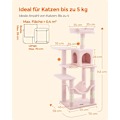 Miniatyrbillede 6 af 6: Rootz Cat kradsestolpe - Kitty Tree - Cat Tower - Spånplade Plys Sisal - 55cm x 45cm x 143cm - Pastel Pink - Robust konstruktion - Flere katte - Nem m