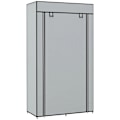 Miniatyrbillede 1 af 8: Rootz Garderobe - Stofskab - 1 Tøjstang - 2 Skuffer - Skydeskuffer - Ikke-vævet stof - Grå - 83 x 42,5 x 162,5 cm