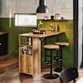 Miniatyrbillede 2 af 7: Rootz Udvidbart Barbord - Køkkenbord - Spisebord - Industrielt design - Opbevaringsplads - Stabile og justerbare fødder - 120 cm x 95 cm x 63 cm
