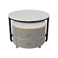 Miniatyrbild 4 av 10: Rootz 2-i-1 soffbordsset - Marmormönster - Högblank bordsskiva - Utrymmesbesparande design - 70/50 cm x 70/50 cm x 46/40 cm