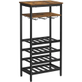 Miniatyrbillede 1 af 6: Rootz vinstativ - Flaskestativ - 20 flasker - Glasholder - 50 x 32 x 100 cm - Industriel - Brun - Sort