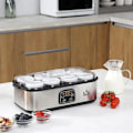Miniatyrbillede 5 af 9: Rootz Yoghurt Maker - Yoghurtmaskine med lcd-skærm - 8 yoghurtdåser med glaslåg - rustfrit stål - glas - sølv - 36 x 18,8 x 14 cm