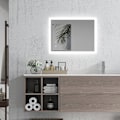 Pikkukuva 2 / 4: Rootz LED-kylpyhuonepeili - Taustavalo - Kosketustoiminto - Muistitoiminto - Ei sumua - Lasi - Valkoinen + Hopea - 70 x 50 cm