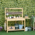 Pikkukuva 2 / 7: Rootz-istutuspöytä - Puutarhapöytä 8 koukulla Laatikkohylly - Kukkapöytä - Puutarha - Patio - Luonnollinen - 151 x 45,5 x 143 cm