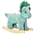 Miniatyrbillede 10 af 11: Rootz gyngehest - gyngedyr til børn - gyngehest i plys til børn - Triceratops-formet legetøj - Mørk/grøn - 64 x 30 x 54 cm