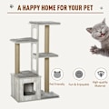 Miniatyrbillede 7 af 11: Rootz Cat Tree Kradsestolpe - Grå - Konstrueret træ, jute, plys - 26,38 cm x 15,16 cm x 44,88 cm